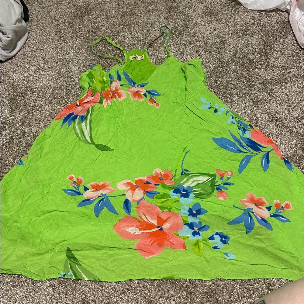 Hollister Green Dress with Blue Accents